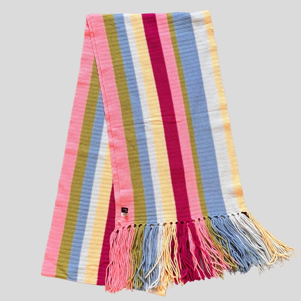Henri Bendel Merino Wool Oversized Multi Striped Scarf Never Worn